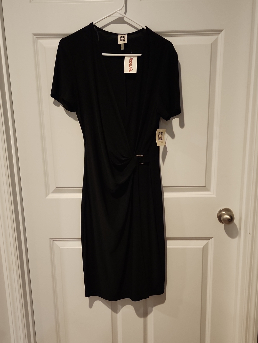 Black Wrap-Style Short Sleeve Dress Sz 12